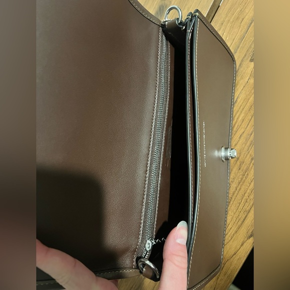 LIKE NEW Coach Dinky Shoulder Bag Leather Silver/Maple 2 Straps CW641 - Picture 10 of 11